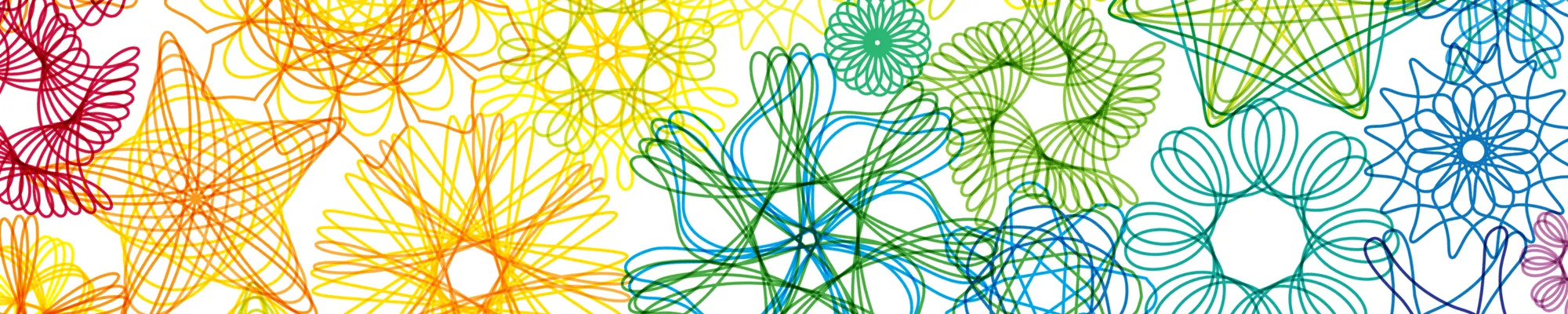 Rainbow of Spirograph spiral designs